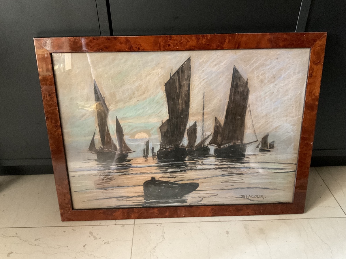 Retour de pêche à Berck pastel de Delacour