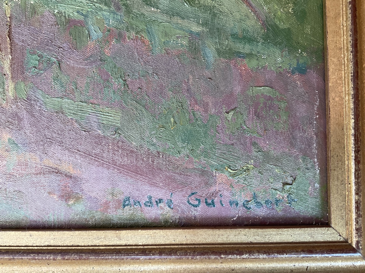 "school Where The Convent Is"—oil On Canvas, Signed By Guischart-photo-3