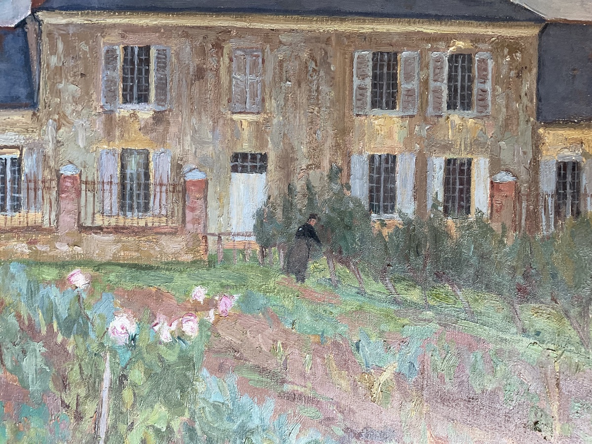 "school Where The Convent Is"—oil On Canvas, Signed By Guischart-photo-3