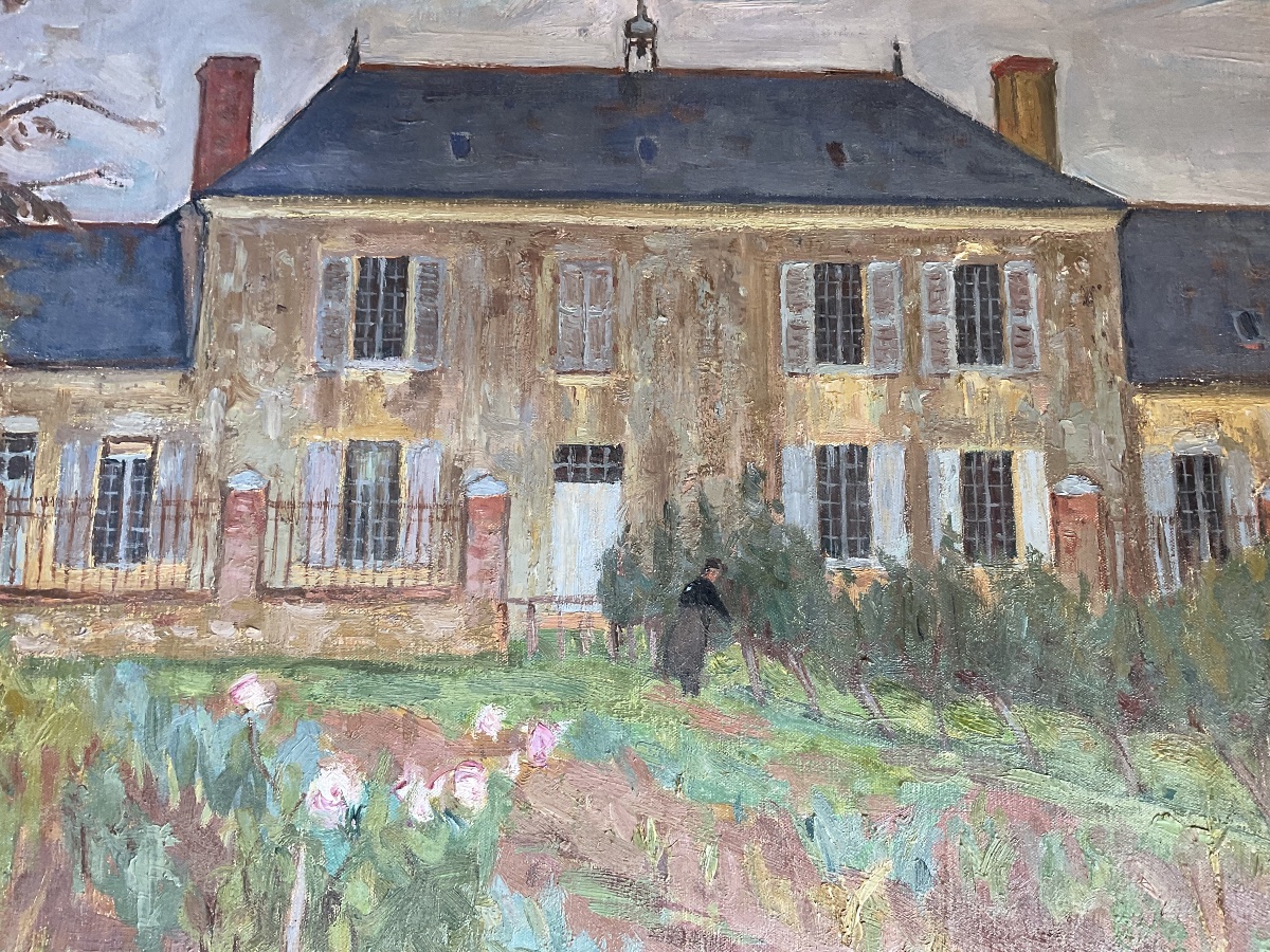 "school Where The Convent Is"—oil On Canvas, Signed By Guischart