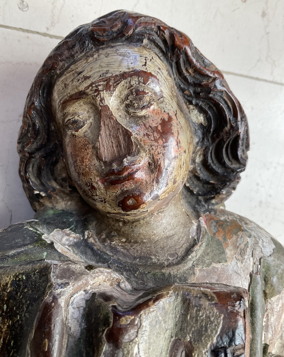Statue bois XVIe polychromie  ancienne
