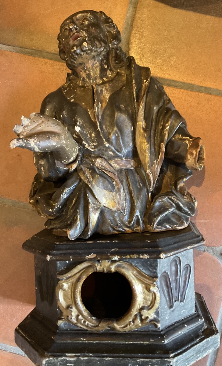 17th-century Carved Wooden Reliquary, As-is-photo-3