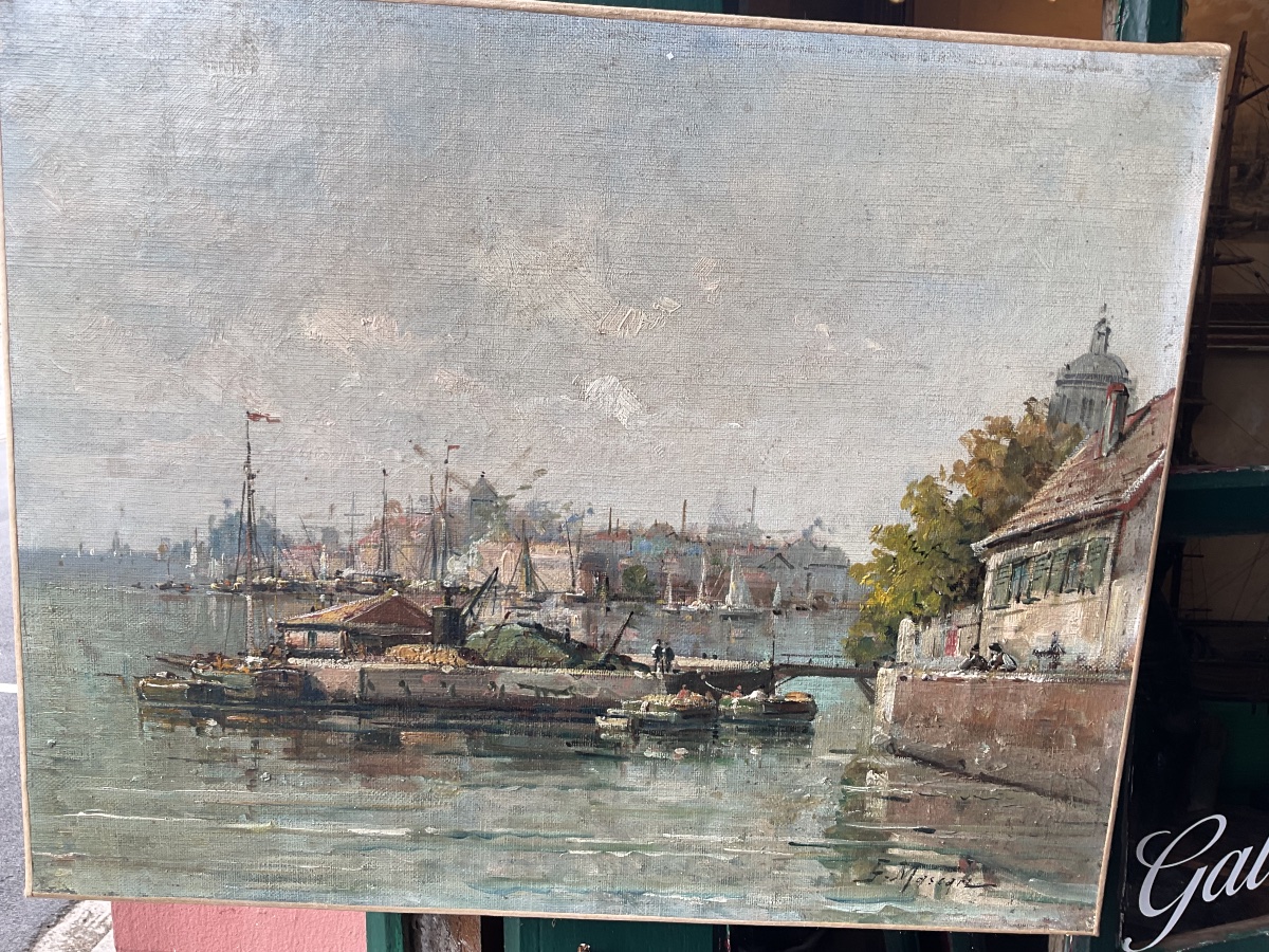 Toile de Gustave Mascart UTRECHT ou DORTRECHT-photo-3
