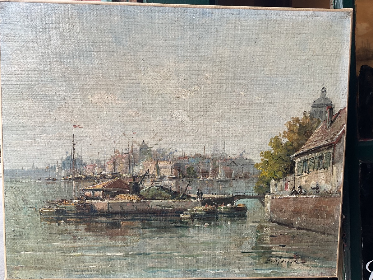 Toile de Gustave Mascart UTRECHT ou DORTRECHT-photo-4