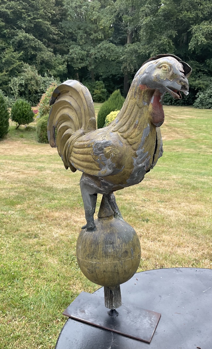 Coq de clocher en zinc dans l’état socle-photo-2