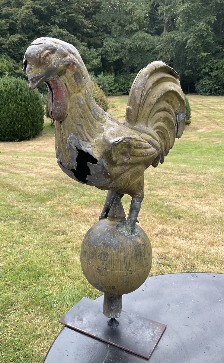 Coq de clocher en zinc dans l’état socle-photo-3