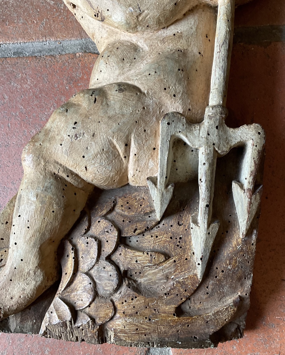 Two Mermen Armed With Tridents On An 18th-century Wooden Fish-photo-4