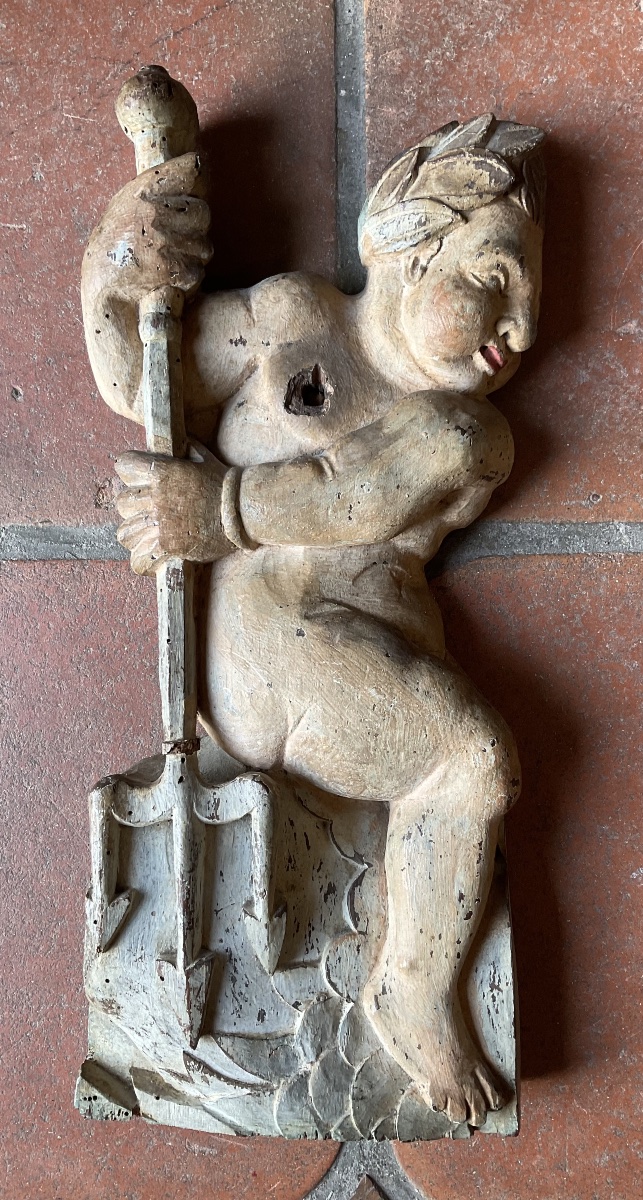 Two Mermen Armed With Tridents On An 18th-century Wooden Fish-photo-2