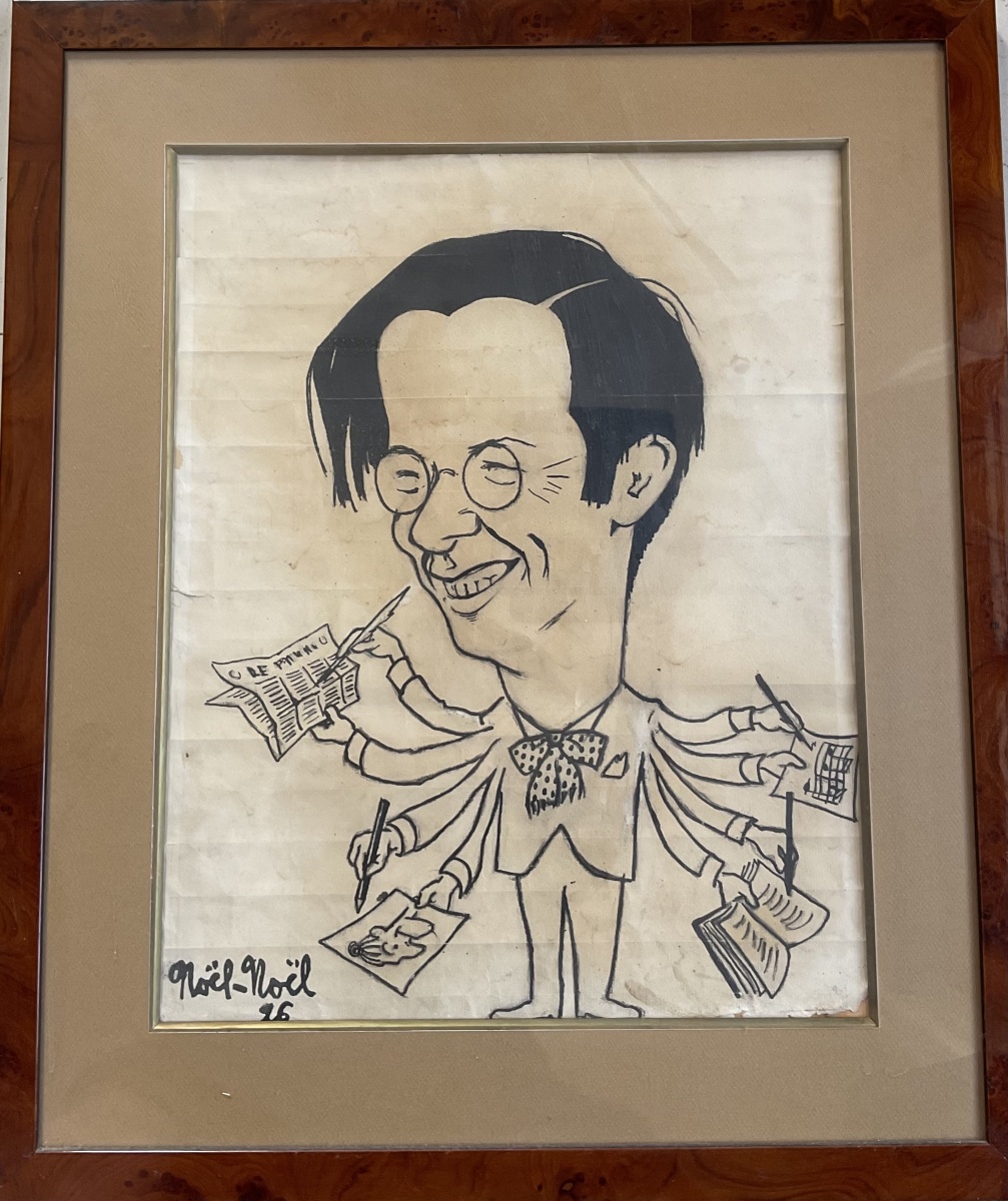 Dessin de Noël Noël représentant Michel Herbert Chansonnier