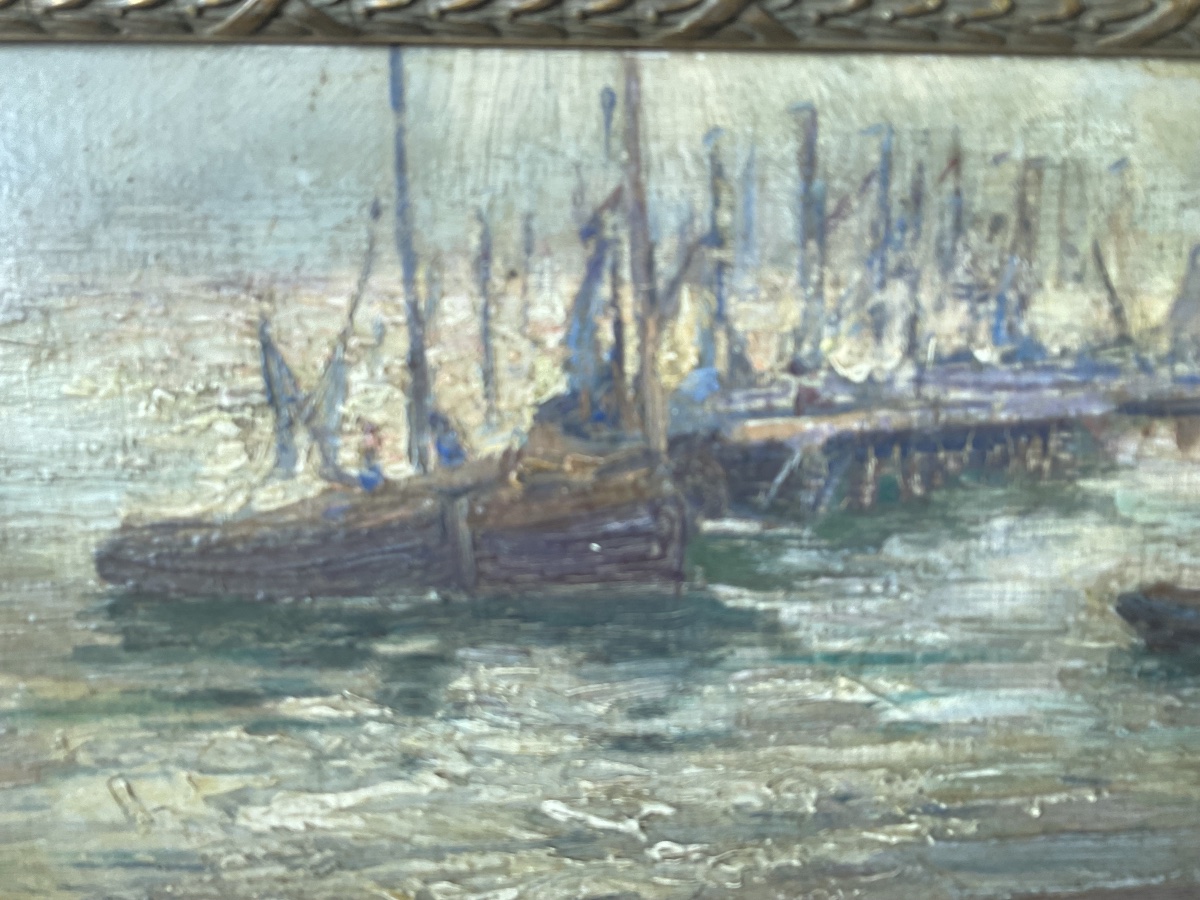 Port du Crotoy par Lefort Magniez huile sur catrton-photo-3
