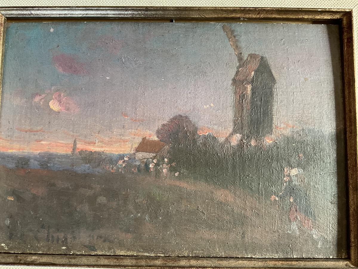 Alphonse Chigot, A Soldier At Dusk Near The Mill