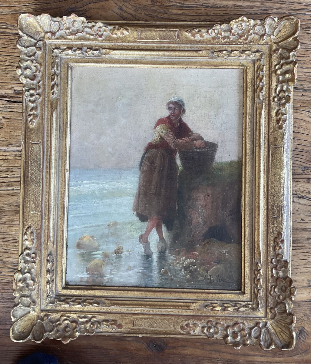 Pêcheuse huile sur toile par Testu-photo-2