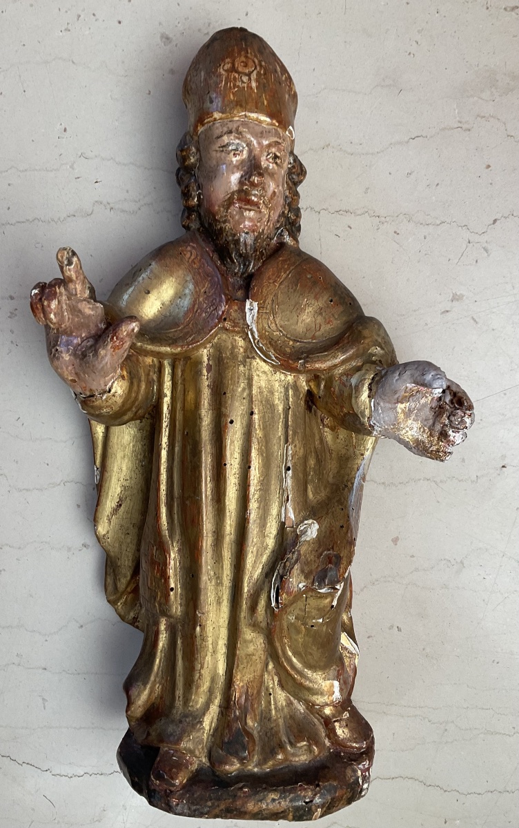 Saint Nicholas, Gilded Wood, 18th Century