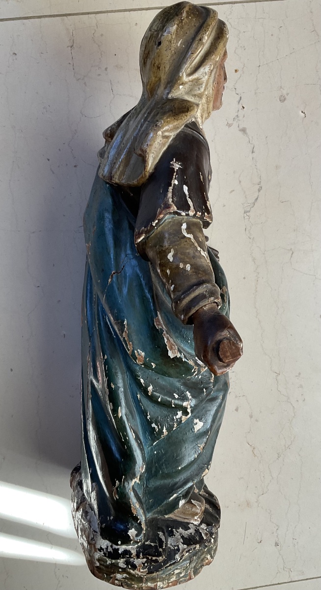 Statue bois polychrome Italie sainte femme -photo-4