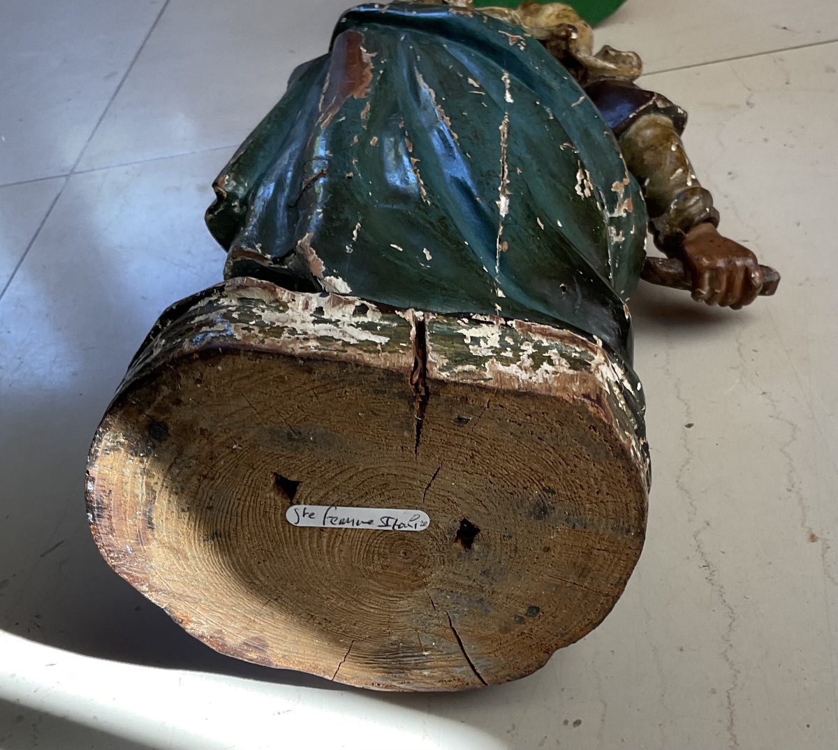 Statue bois polychrome Italie sainte femme -photo-4