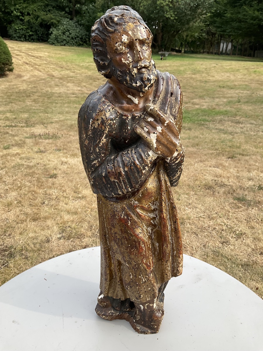 Statue Of Saint Joseph XVI, Polychrome Wood -photo-4