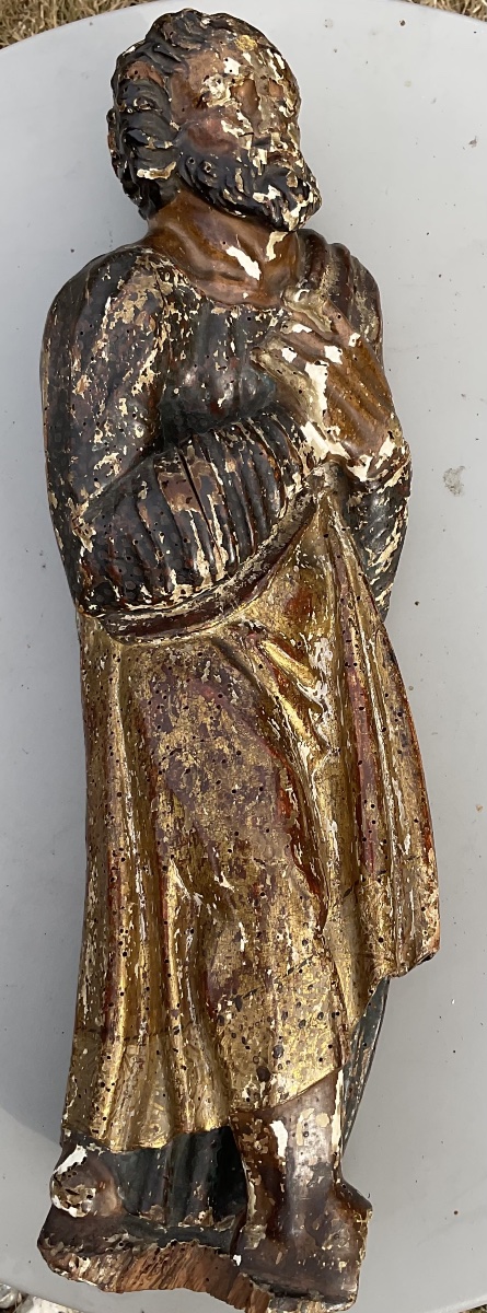 Statue Of Saint Joseph XVI, Polychrome Wood 