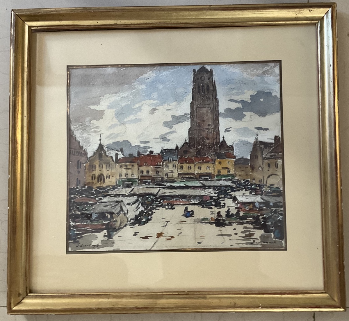 Aquarelle de Louis Braquaval Marche de Bergues-photo-2