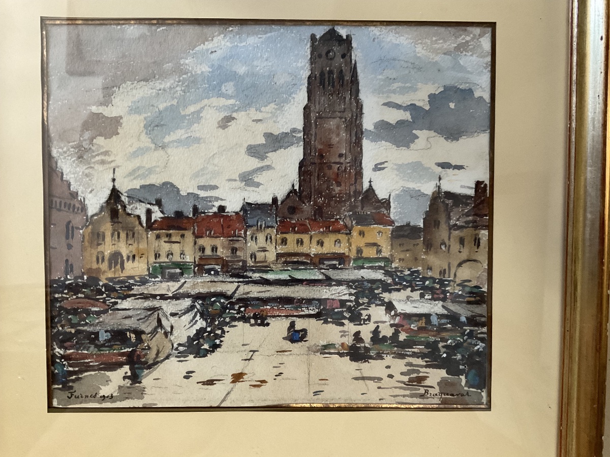 Aquarelle de Louis Braquaval Marche de Bergues-photo-3