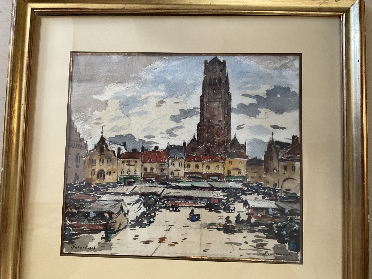 Aquarelle de Louis Braquaval Marche de Bergues-photo-2