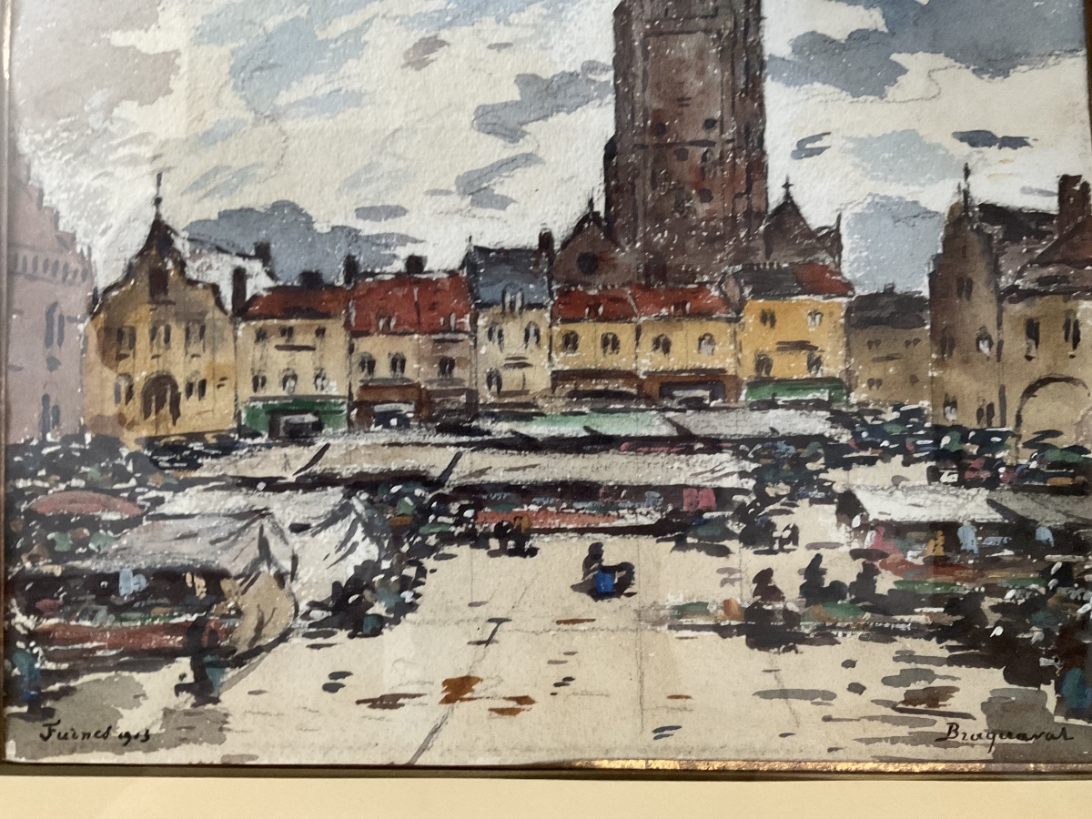 Aquarelle de Louis Braquaval Marche de Bergues