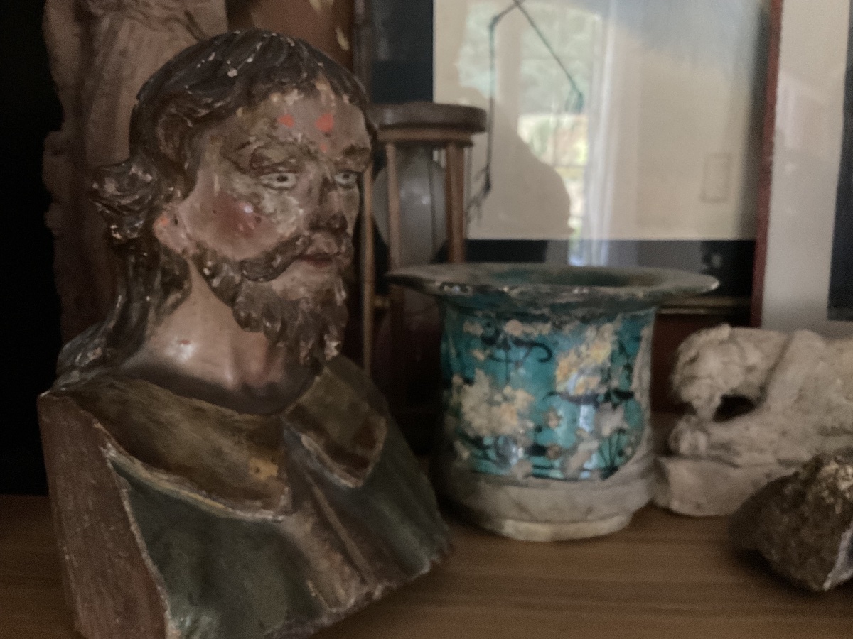 Buste de bois polychrome XVIIe-photo-2