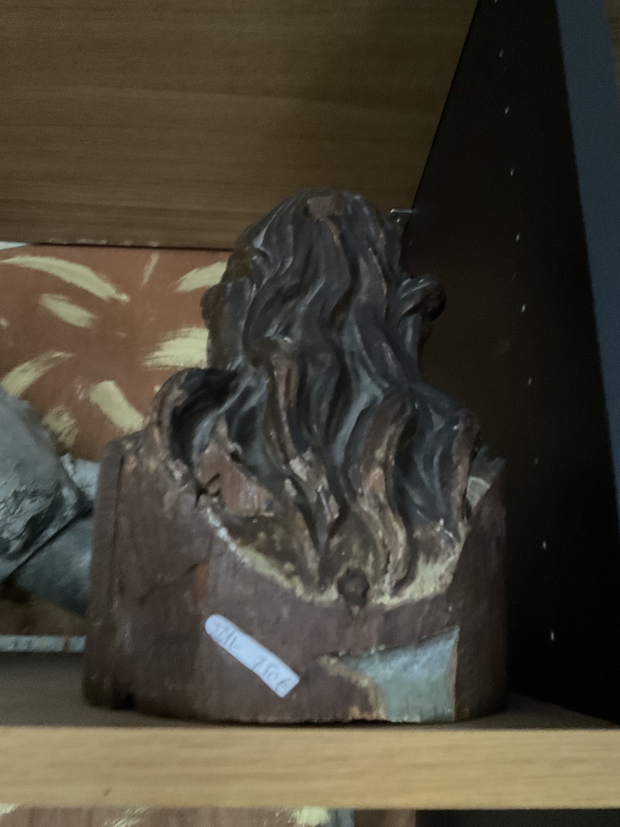 Buste de bois polychrome XVIIe-photo-4