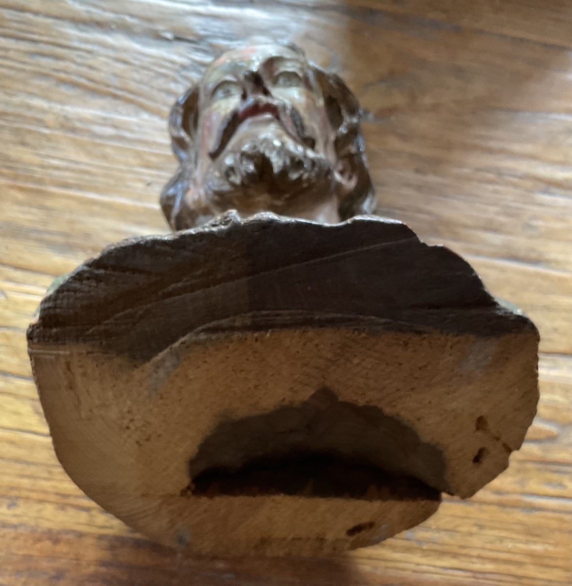 Buste de bois polychrome XVIIe-photo-6