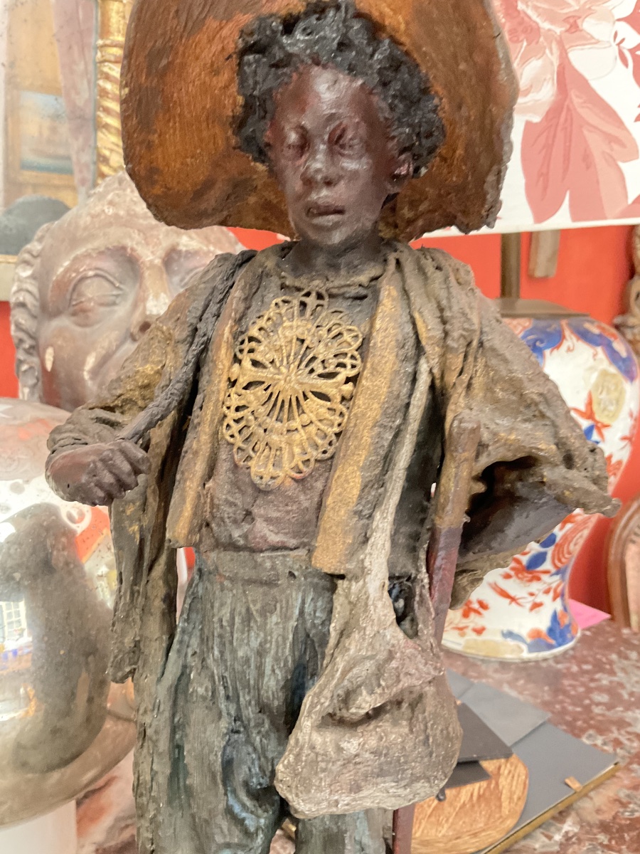 Gaucho With His Whip—polychrome Statue -photo-2