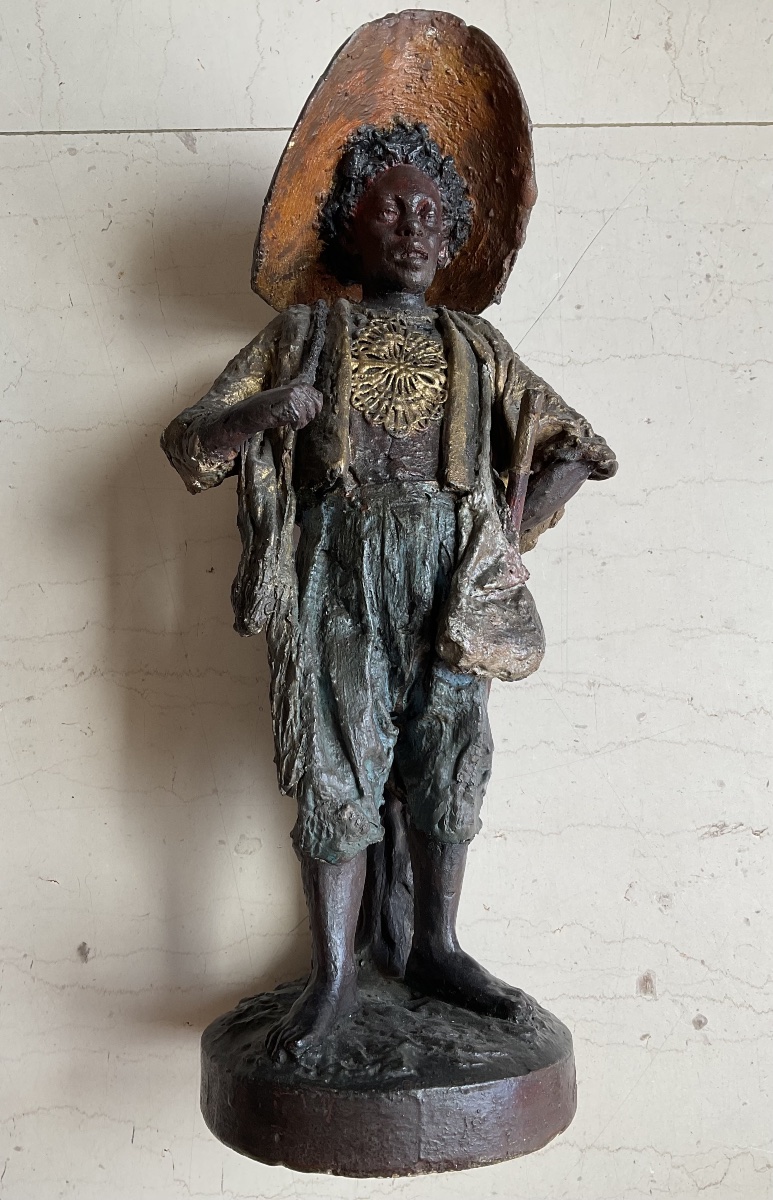 Gaucho With His Whip—polychrome Statue 