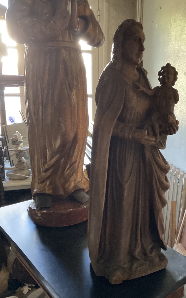 18th-century Flemish Oak "virgin And Child"-photo-2