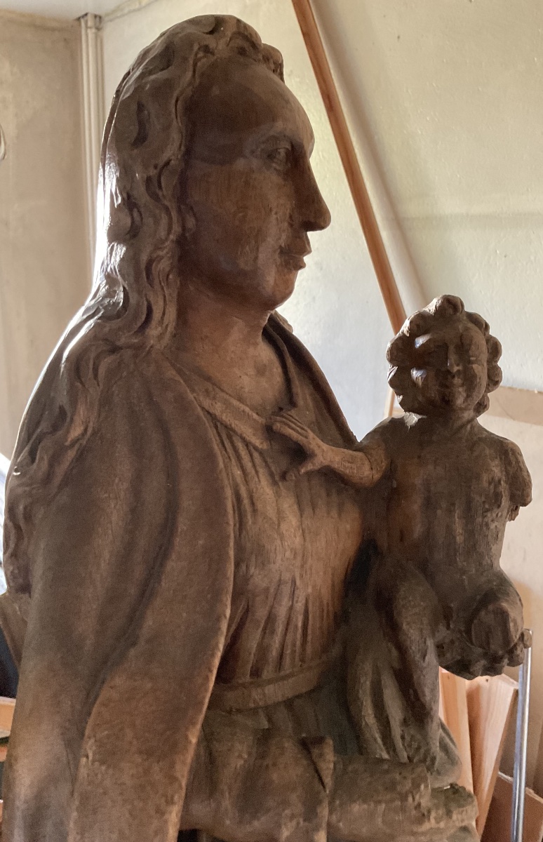 18th-century Flemish Oak "virgin And Child"
