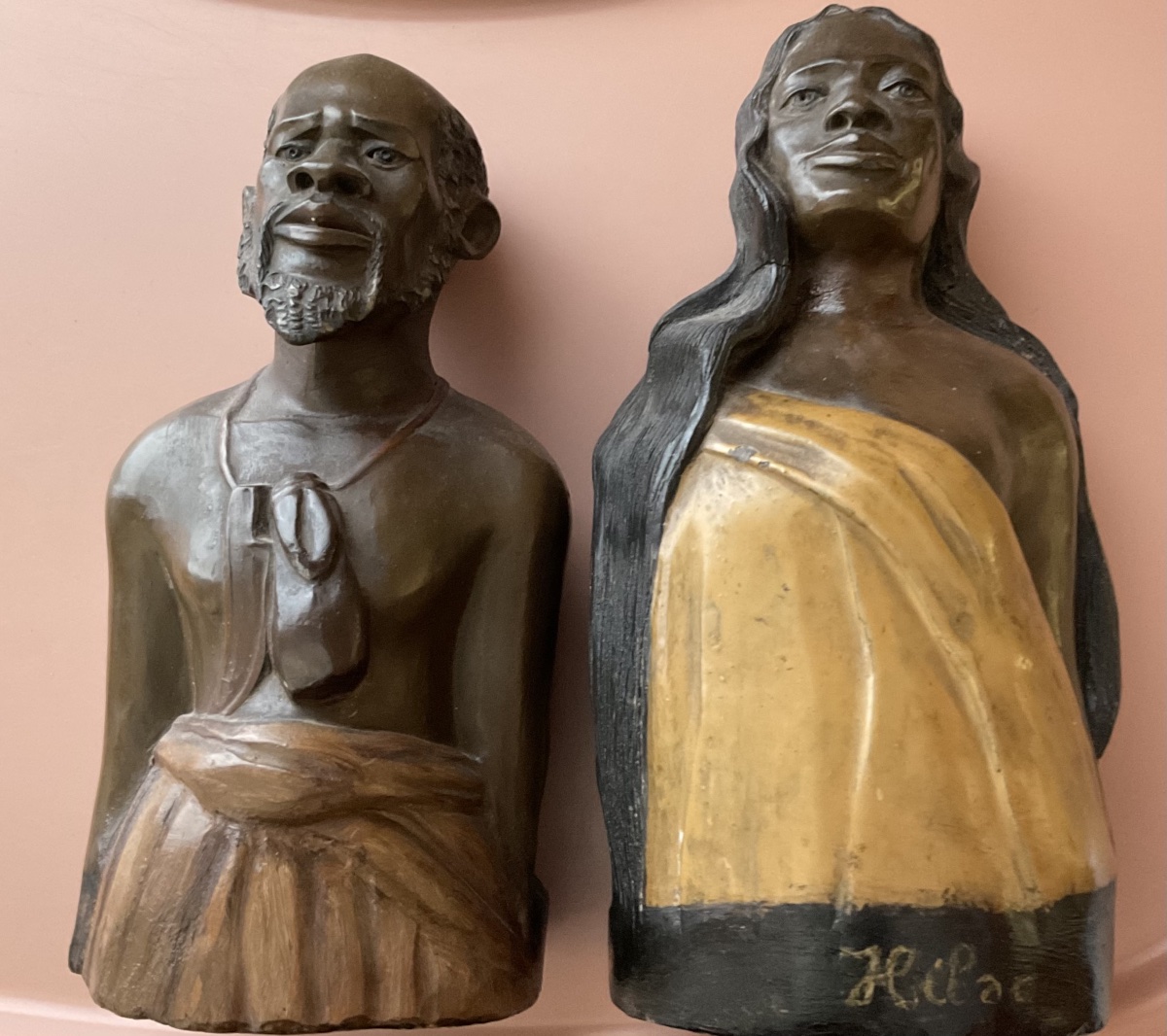 Tahiti ou Les Marquises couple de personnages polychromes-photo-2