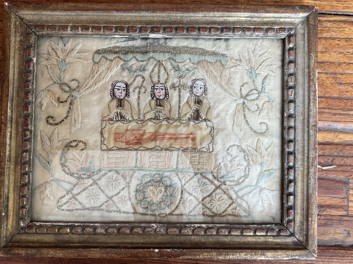 Fabric Depicting The Holy Shroud Of The Bishop Of Besançon (18th Century)-photo-4