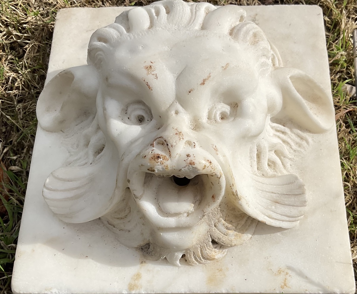 Carrara Marble Fountain Head Featuring A Small Faun-photo-6