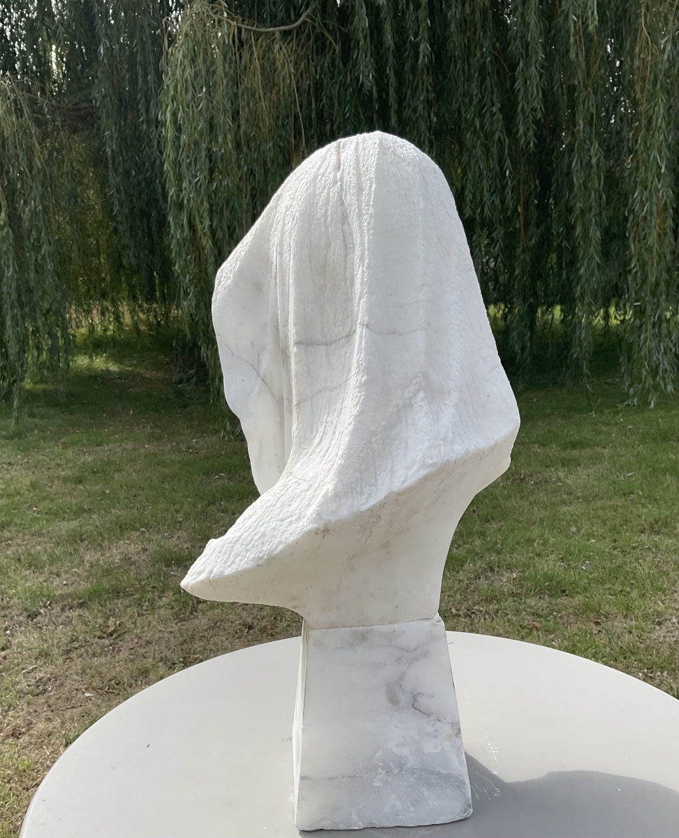 Bust Of A Woman In Alabaster And Marble-photo-4