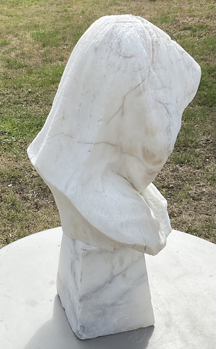 Bust Of A Woman In Alabaster And Marble-photo-5
