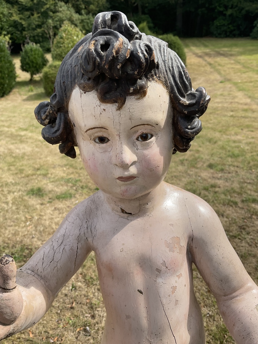 Late 17th-century Spain: Polychrome Wooden Statue Of The Child Jesus -photo-2