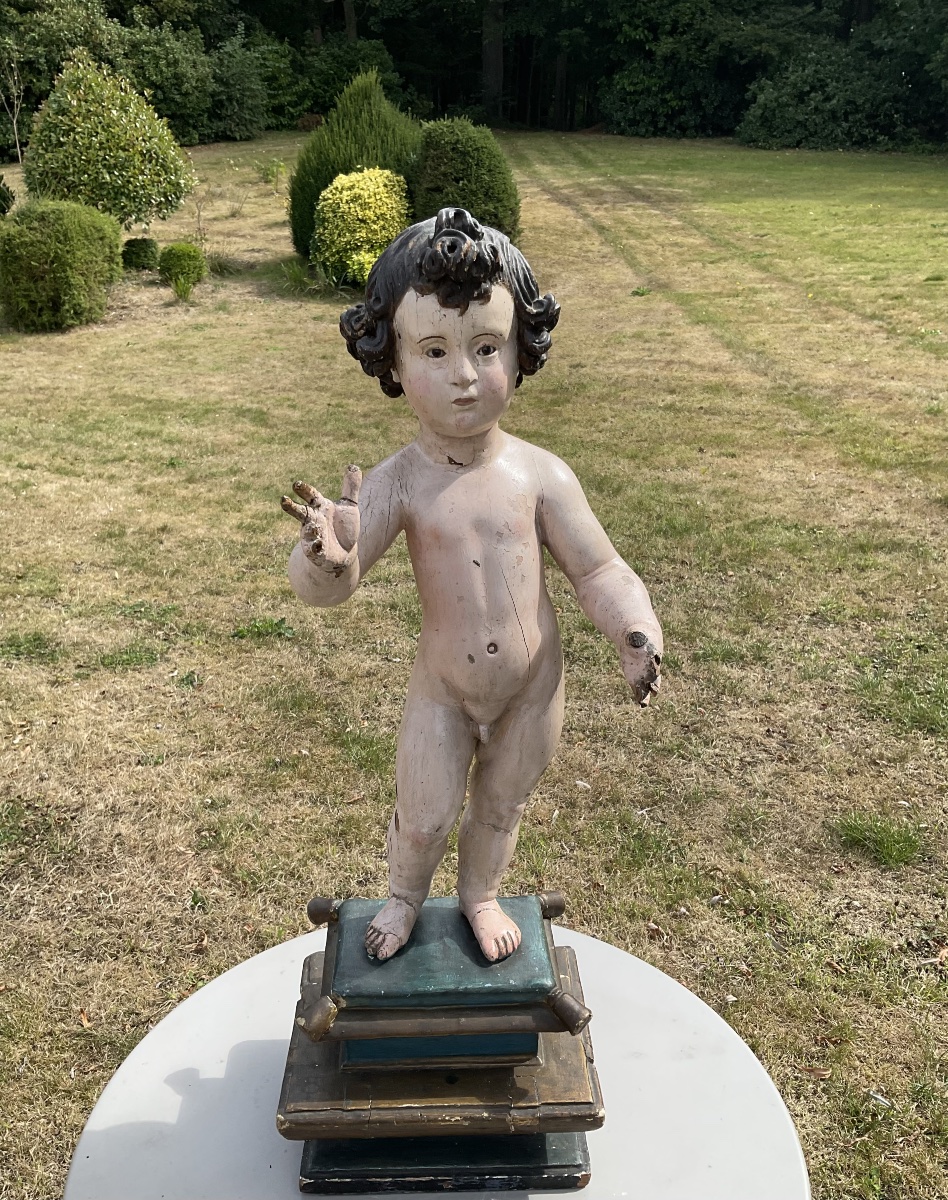 Late 17th-century Spain: Polychrome Wooden Statue Of The Child Jesus -photo-3