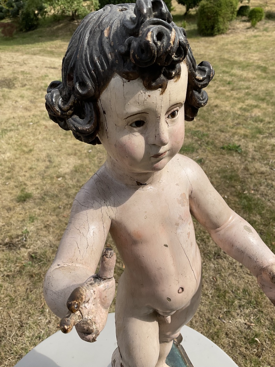 Late 17th-century Spain: Polychrome Wooden Statue Of The Child Jesus -photo-4