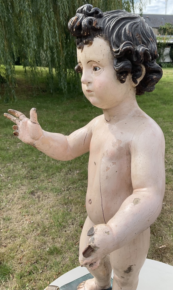 Late 17th-century Spain: Polychrome Wooden Statue Of The Child Jesus -photo-6