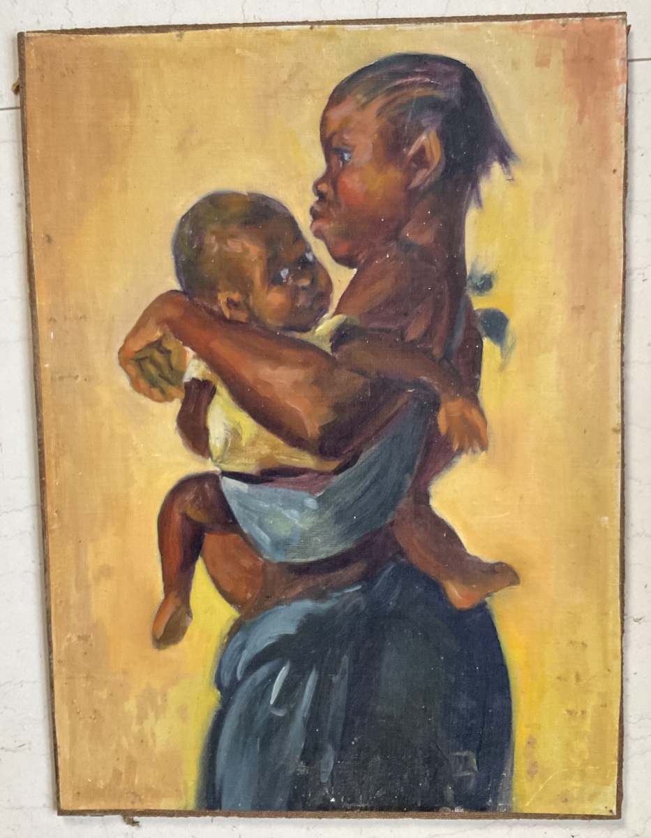 Toile marouflée sur isorel enfants africains-photo-2