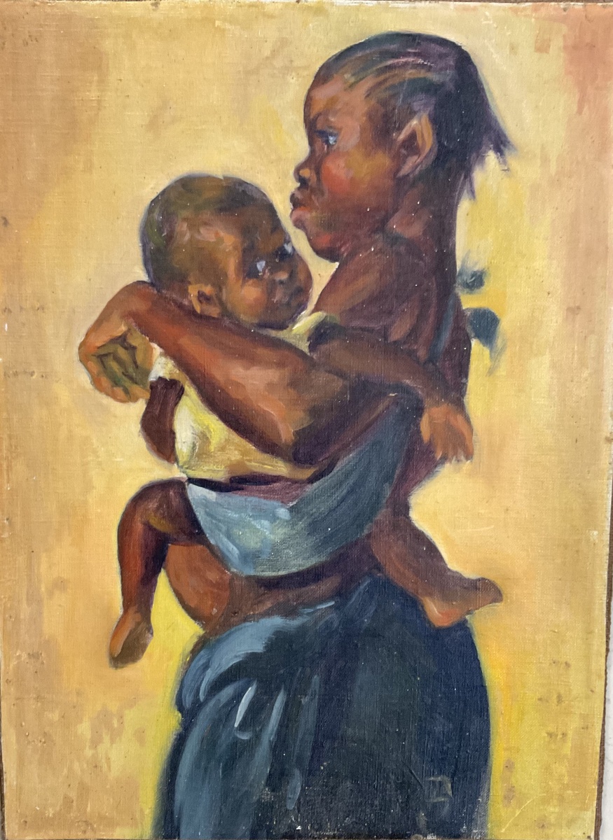 Toile marouflée sur isorel enfants africains-photo-4