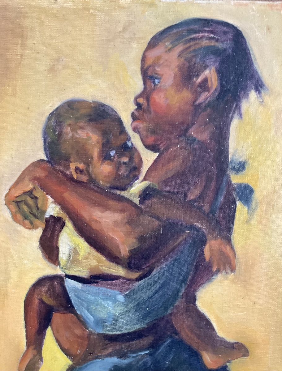 Toile marouflée sur isorel enfants africains-photo-1