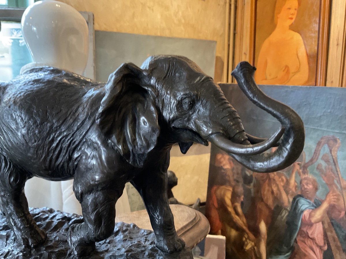 Charging Elephant, Bronze By Massier-photo-2
