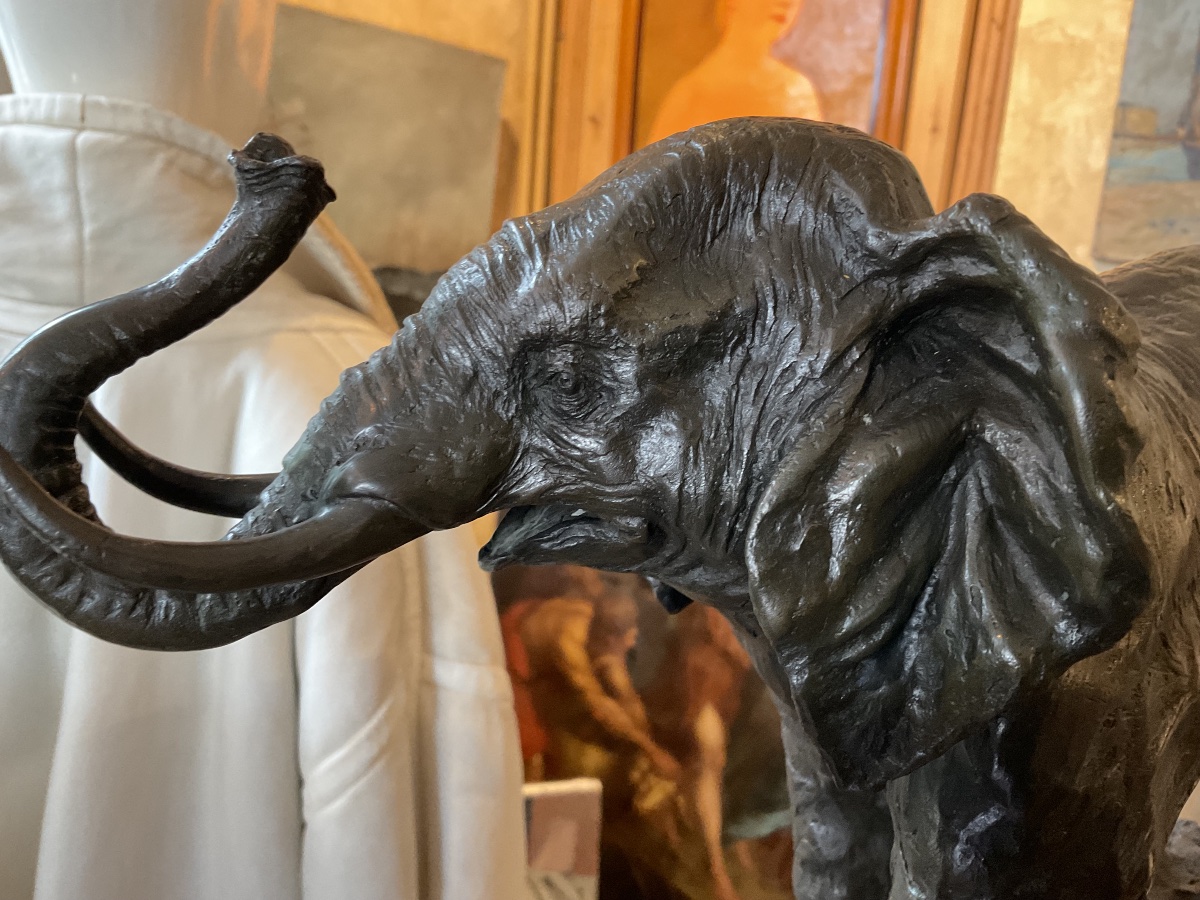Charging Elephant, Bronze By Massier-photo-3