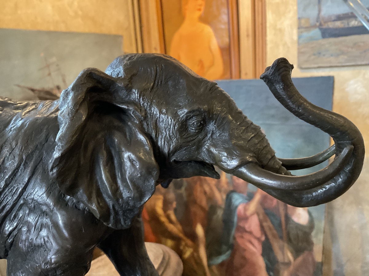 Charging Elephant, Bronze By Massier-photo-1