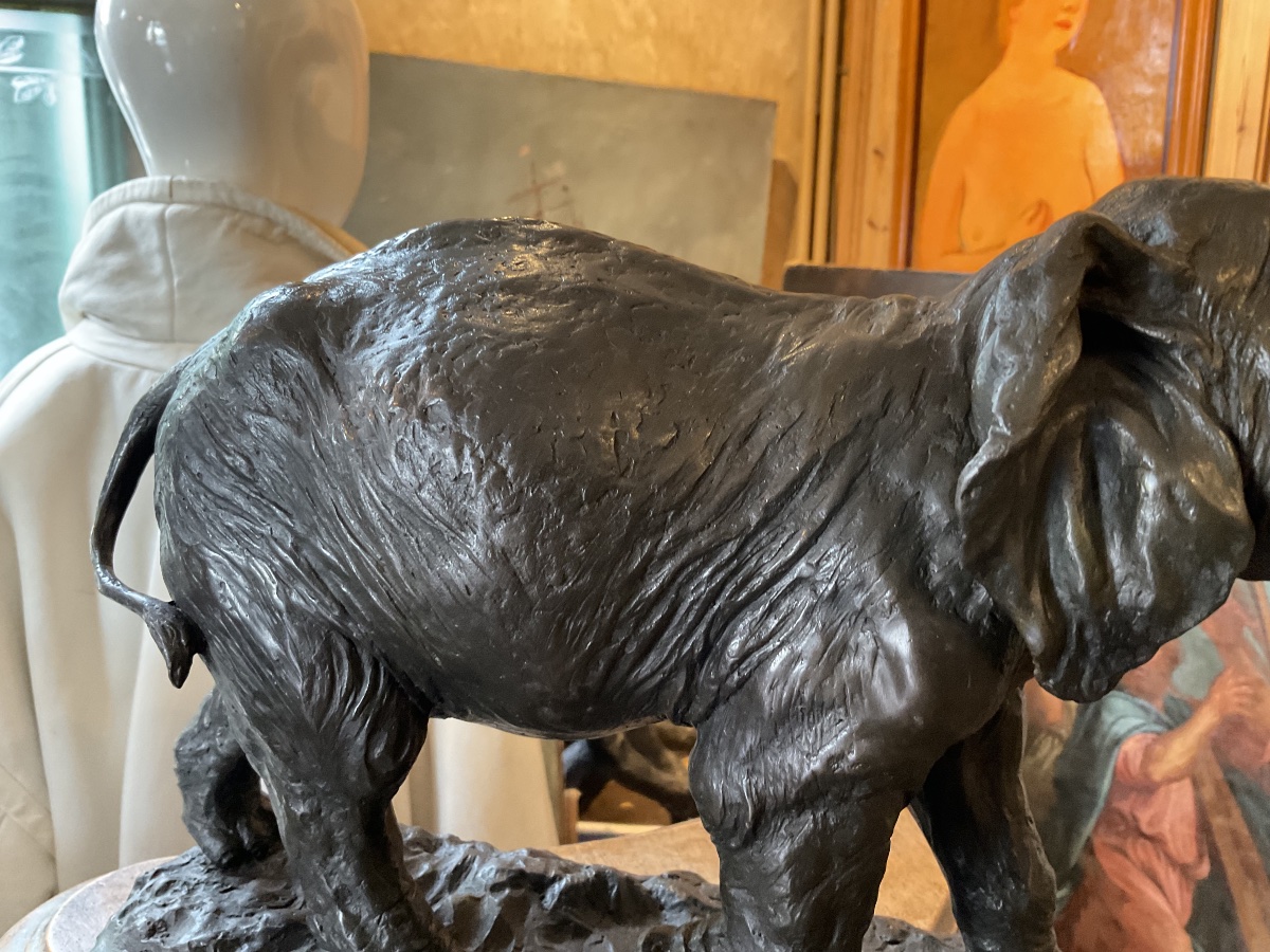 Charging Elephant, Bronze By Massier-photo-3