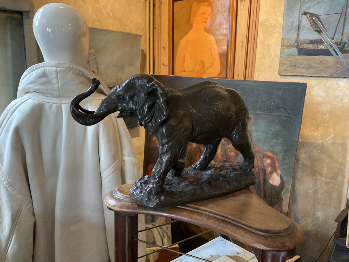 Charging Elephant, Bronze By Massier-photo-5