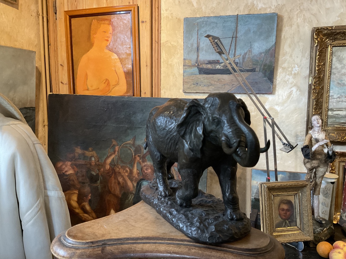 Charging Elephant, Bronze By Massier-photo-6